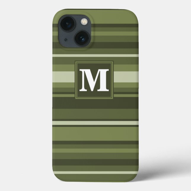 Monogramme olivier rayures vert Coque-Mate coque i (Verso)