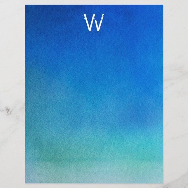 Monogramme Ombre d'aquarelle bleue (Devant)