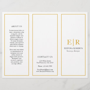 Monogramme Or Elégant Business Trifold Brochure