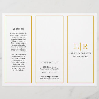 Monogramme Or Elégant Business Trifold Brochure