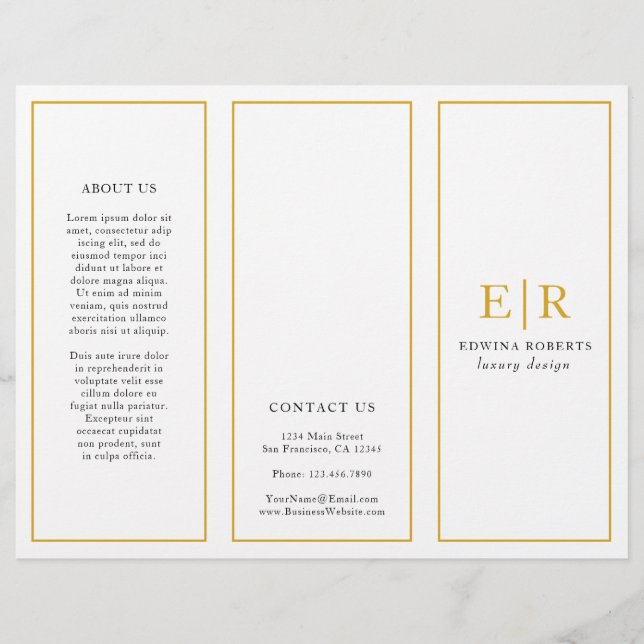 Monogramme Or Elégant Business Trifold Brochure (Devant)