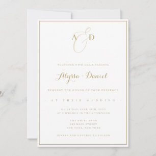 Monogramme or Faire-part de mariage moderne