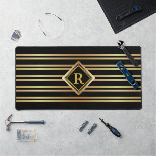 MONOGRAMME Or faux géométrique sur NOIR