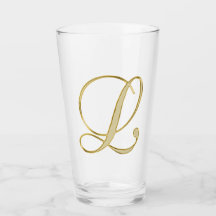 Monogramme or L verre