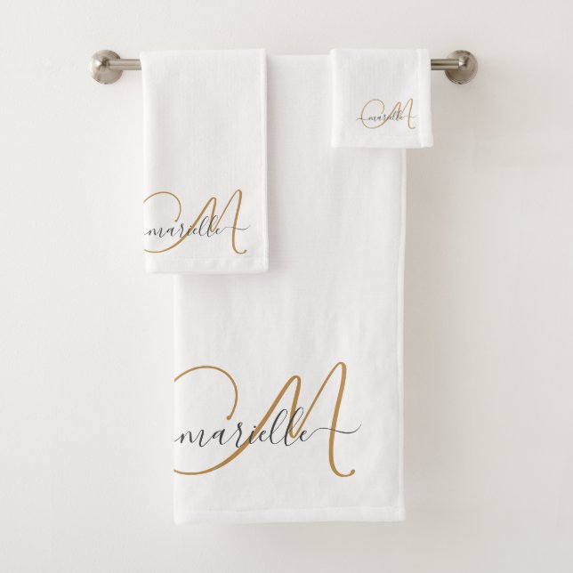 Monogramme or mignon Nom du script Elegant Blanc (En situation)