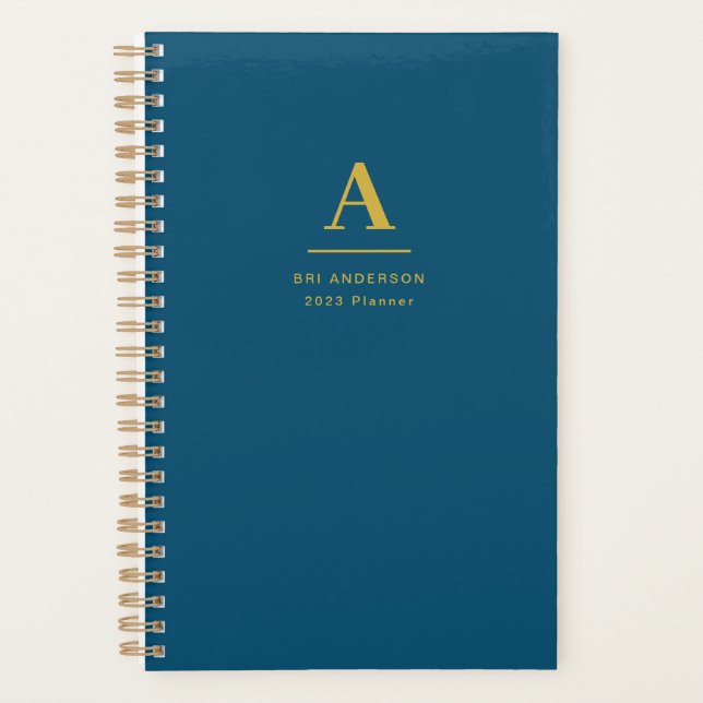 Monogramme Or Moderne Bleu Indigo Pro Entreprise  (Devant)