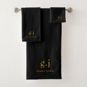 Monogramme Or Moderne En Noir