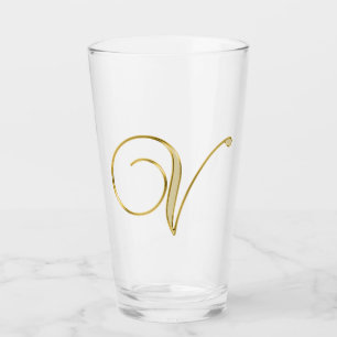 Monogramme or V verre