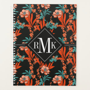 Monogramme   Orange Abstrait motif floral