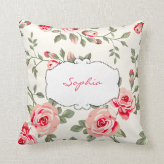 Monogramme Oreillers à tambour à motifs floraux