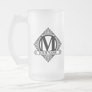 Monogramme Orné Design Verre Frosted Beer Mug