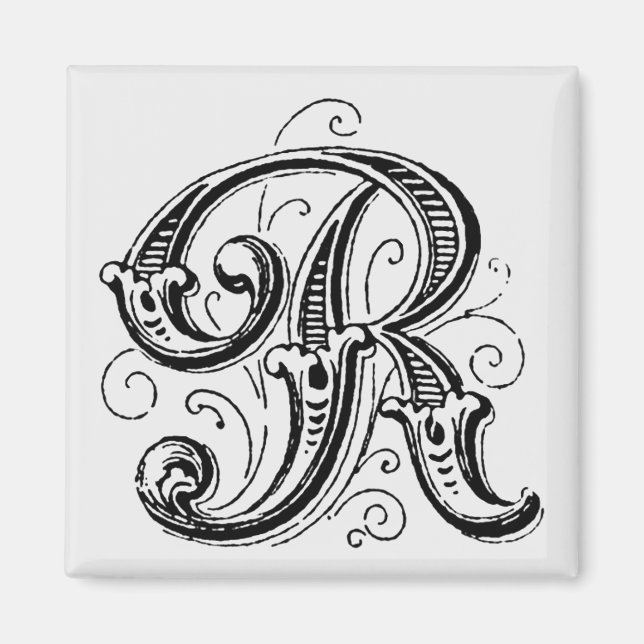Monogramme orné 'R' - Aimant (Devant)