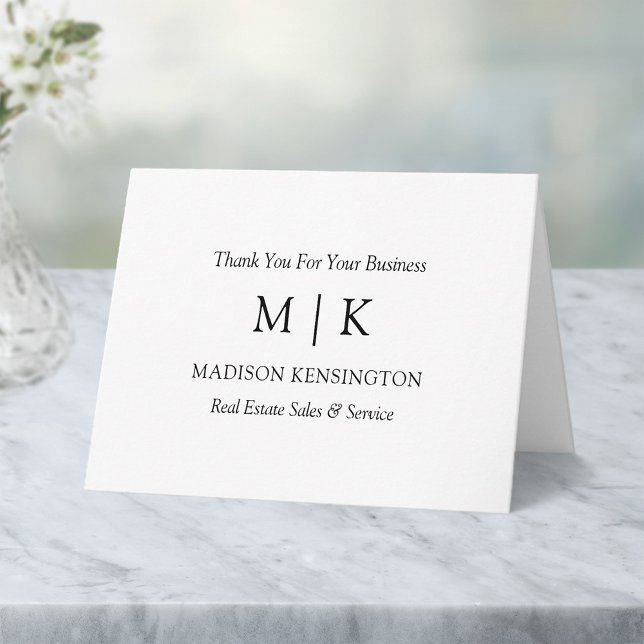 Monogramme ou ajout de logo Merci d'entreprise (Customize to add text to inside of card.)