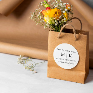 Monogramme ou ajouter un logo Sticker Rond Cadeau