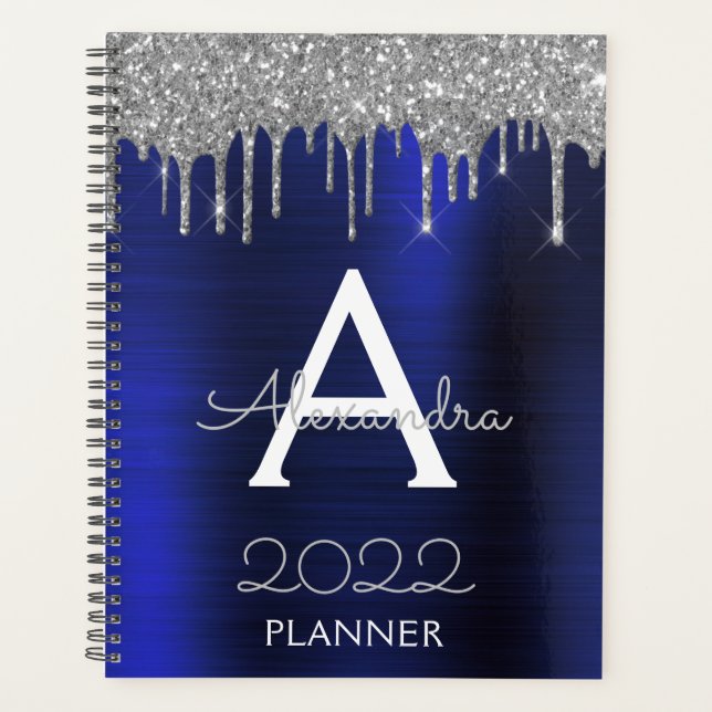 Monogramme Pailleté Bleu Marine Argenté 2022 (Devant)