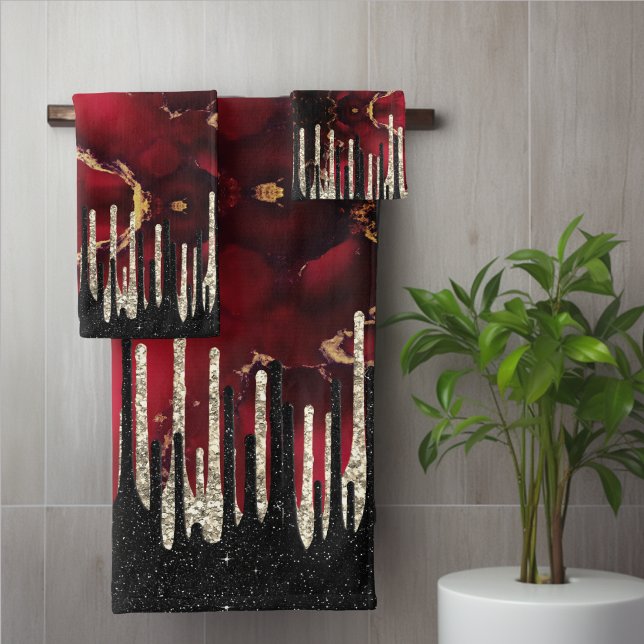 Monogramme pailleté chic rouge noir coulant (Créateur téléchargé)
