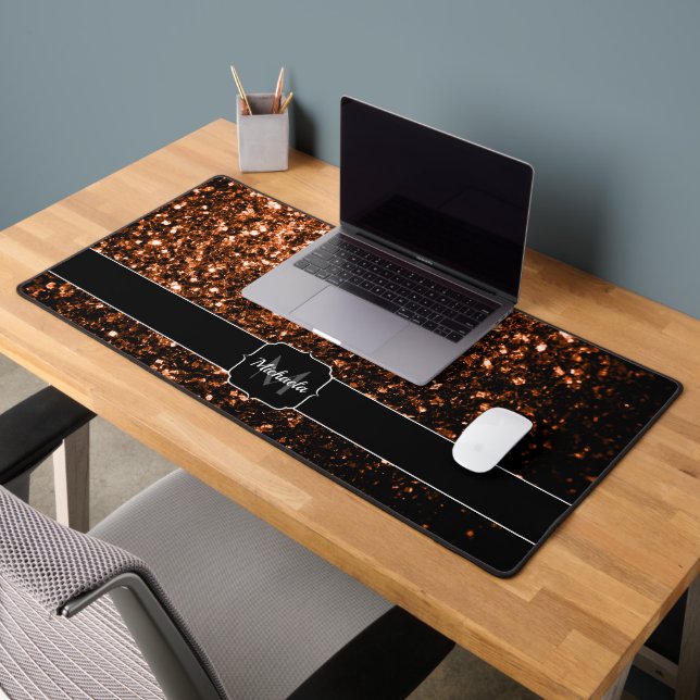 Monogramme pailleté de faux bronze orange marron (Bureau 2)