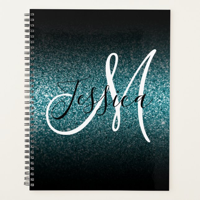 Monogramme Pailleté Ombré Noir Élégant (Devant)