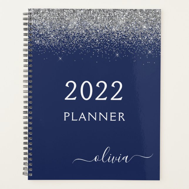 Monogramme Paillettes Bleu Marine Argenté 2022 (Devant)