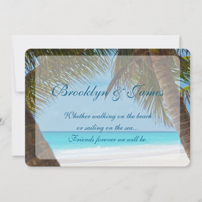 Monogramme Palmiers Sur Plage Mariage Invitations (Devant)