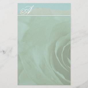 Monogramme Papeterie Rose défraîchi sur Aqua Blue