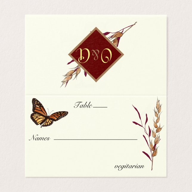 Monogramme papillon mariage de automne Monarch (Outside Unfolded)