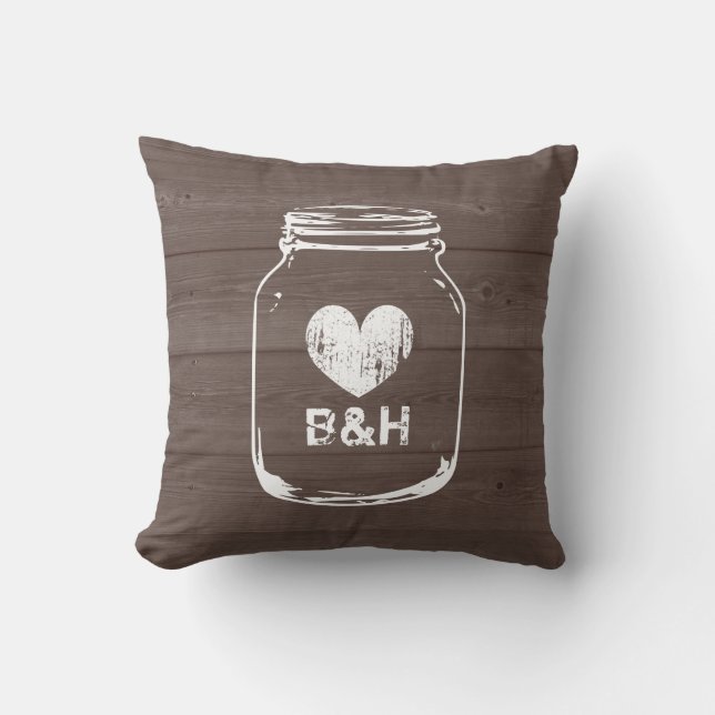 Monogramme pays chic mason jar jettent oreillers (Recto)
