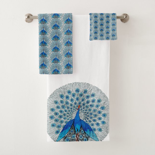 Monogramme Peacock Turquoise Bleu et blanc Monogra (En situation)