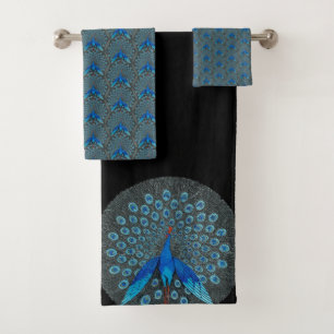 Monogramme Peacock Turquoise bleu et noir Monogram