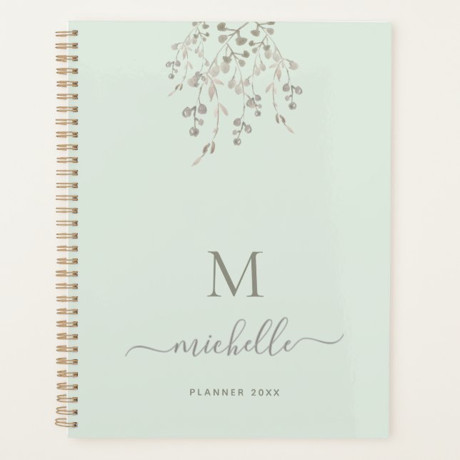 Monogramme personnalisé à l'aquarelle botanique su (Devant)