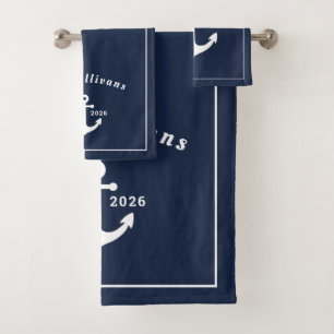 Monogramme personnalisé ancre bleu marine luxe nau