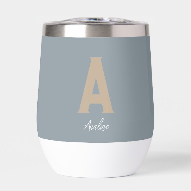 Monogramme personnalisé bleu minimaliste (Avant)
