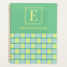 Monogramme personnalisé bleu vert citron moderne d