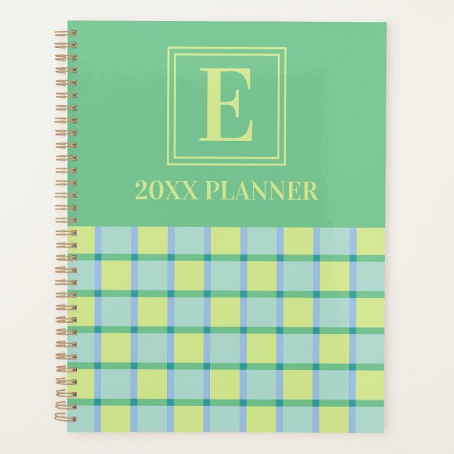 Monogramme personnalisé bleu vert citron moderne d (Devant)