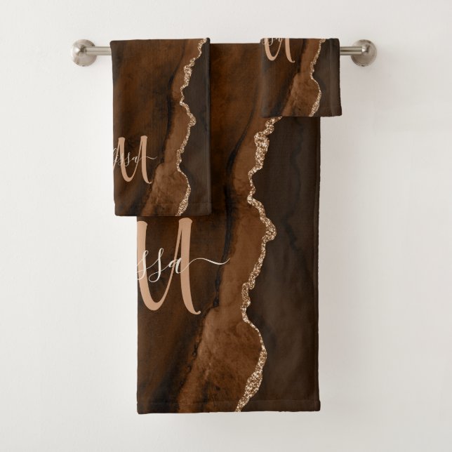 Monogramme personnalisé Brown chic Parties scintil (En situation)