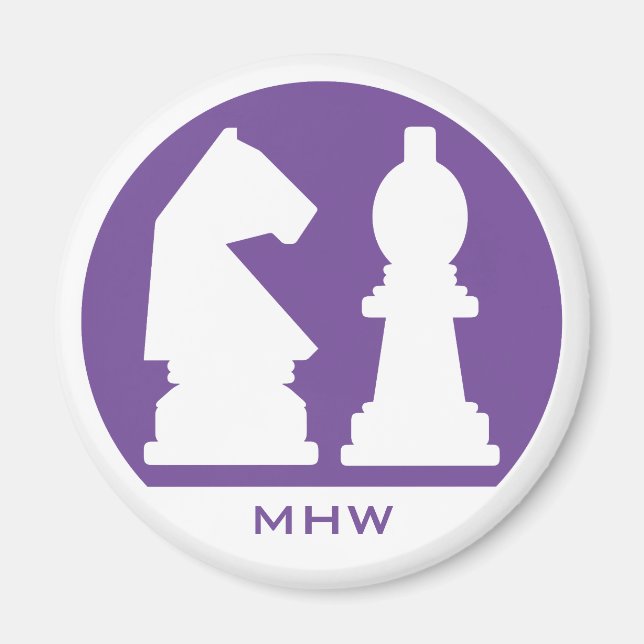 monogramme personnalisé CHESS et aimant couleur (Devant)
