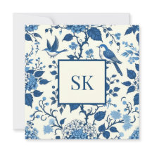 Monogramme personnalisé Chinoiserie Bleu et blanc