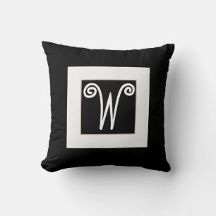 monogramme personnalisé coussin audacieux noir et 