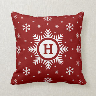 Monogramme personnalisé coussin de flocon de neige