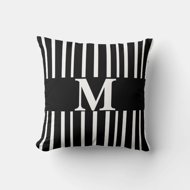 monogramme personnalisé coussin rayures chic moder (Recto)