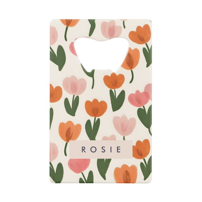 Monogramme Personnalisé Cute Spring Tulip Motif (Devant)