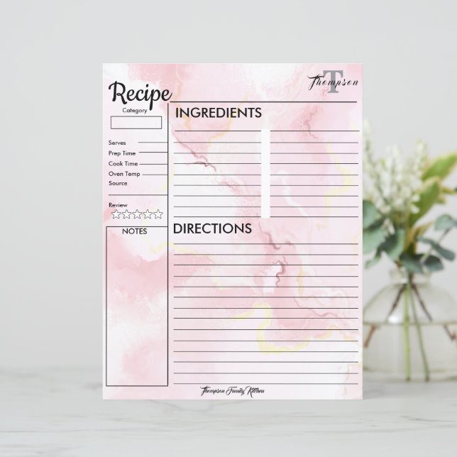 Monogramme personnalisé de la cuisine de.. Recette (Debout devant)