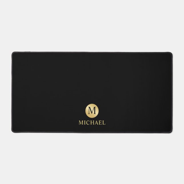 Monogramme personnalisé de luxe noir et or (Recto)