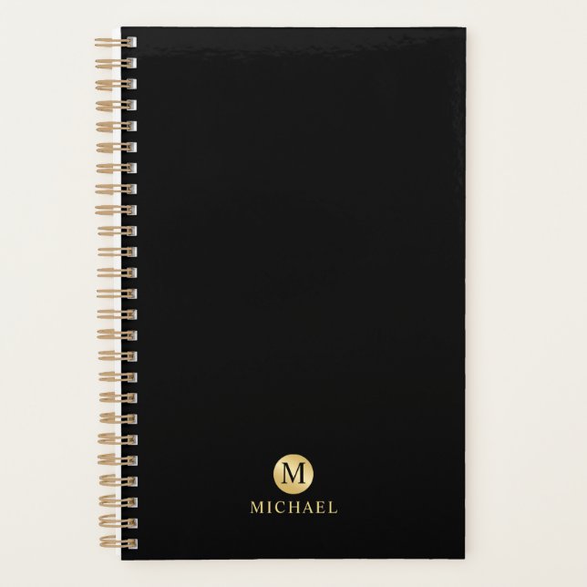 Monogramme personnalisé de luxe noir et or (Devant)
