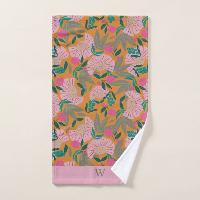 monogramme personnalisé élégant élégant floral jol (Serviette à main)
