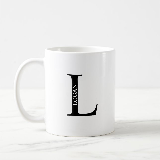 Monogramme personnalisé et nom café Mug (Gauche)