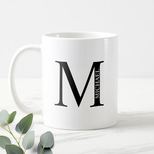 Monogramme personnalisé et nom café Mug (Créateur téléchargé)