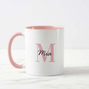 Monogramme personnalisé et nom en gras Mug color