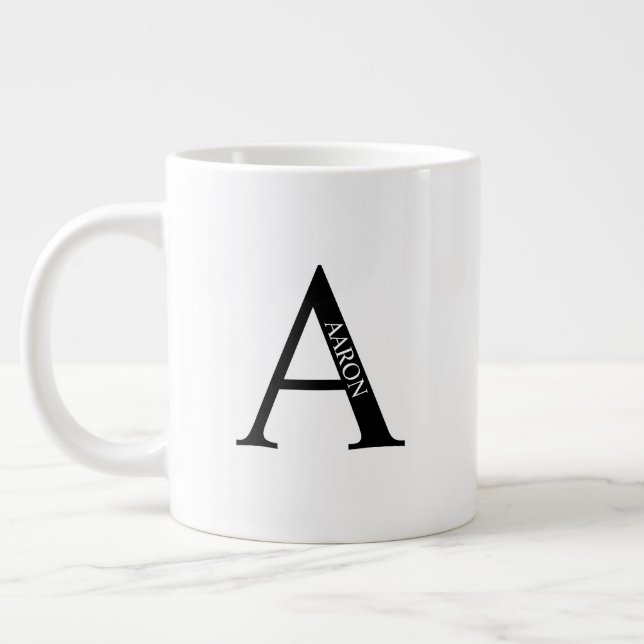 Monogramme personnalisé et nom Giant Coffee Mug (Gauche)