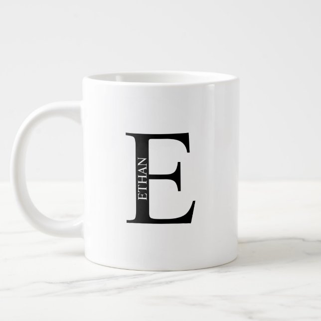Monogramme personnalisé et nom Giant Coffee Mug (Gauche)